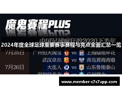 2024年度全球足球重要赛事赛程与亮点全面汇总一览